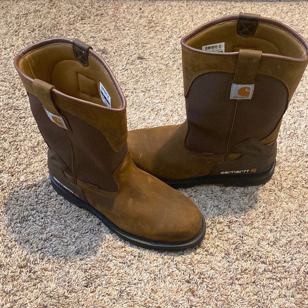 MEN'S CARHARTT CMP1200 WELLINGTON STEEL TOE WORK BOOTS